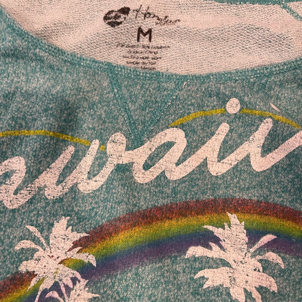 guc honolua wide neck teal Hawaii Graphic Sweatshirt rainbow medium - Picture 2 of 9